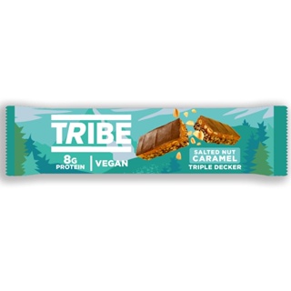 ไทรม์ซอลเตทนัทคาราเมลทริปเปิ้ลเดคเกอร์ขนมผสมโปรตีน 43กรัม  /  Tribe Salted Nut Caramel Triple Decker 43g.