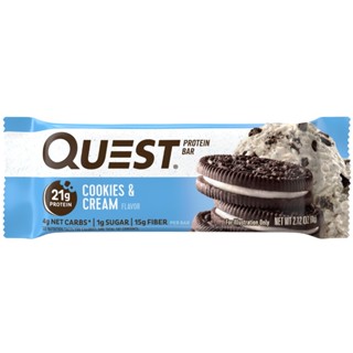 เควสโปรตีนบาร์คุ้กกี้แอนด์ครีม 60กรัม  /  Quest Protein Bar Cookies and Cream 60g.