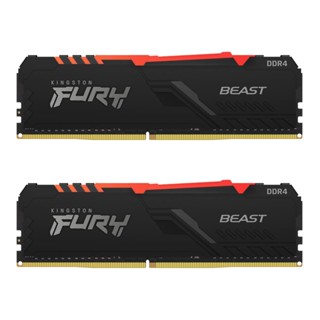 คอมพิวเตอร์ ( 16GB (8GBx2) DDR4 3200MHz RAM (หน่วยความจำ) KINGSTON FURY BEAST DDR4 RGB (BLACK) (KF432C16BBAK2/16)