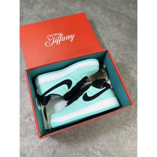 Tiffany&amp;co. x Air Force 1 Low "1837" 100% รองเท้าผ้าใบลําลอง สีเทา สีฟ้าน้ําแข็ง สไตล์เรโทร