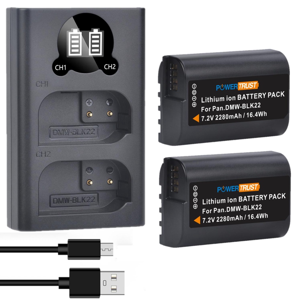 DMW-BLK22 2280MAh DMW BLK22 DMWBLK22แบตเตอรี่และ LED USB Charger สำหรับ Panasonic Lumix DC-S5 DC-S5K