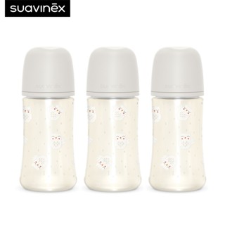 Suavinex (แพ็ค 3 ชิ้น) ขวดนม Premium PA Polyamide feeding bottle ขนาด 270ml ลาย Bonhomia เหมาะสำหรับอายุ 3-18 เดือน