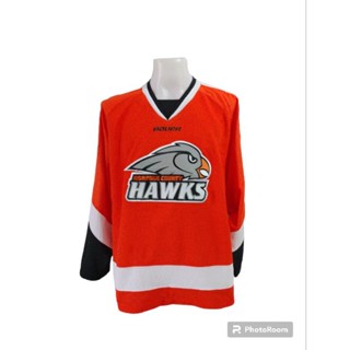 เสื้อยืดกีฬาฮอกกี้น้ำแข็งแบรนด์ BaueR TEAM NORFOLK COUNTY HAWKS Size M/L มือ2