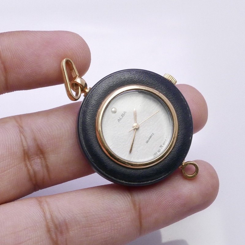 นาฬิกา Vintage มือสองญี่ปุ่น Pocket Watch นาฬิกาพก ALBA Y481 0680  จี้ล็อกเก็ต พวงกุญแจ ทรงกลม กรอบท