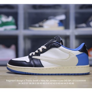 Travis Scott x N_ike Air Jordan 1 Low OG SP "Military Blue" AJ1 Jordan Generation Classic Low-top Culture Joker รองเท้ากีฬา รองเท้าบาสเก็ตบอล