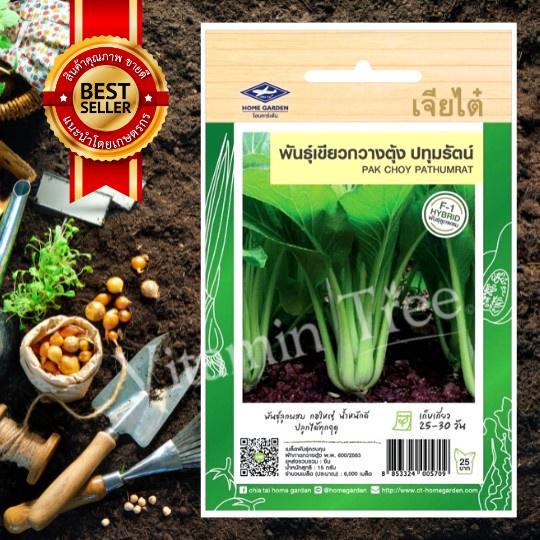 เมล็ดพันธุ์ กวางตุ้ง พันธุ์เขียวกวางตุ้งปทุมรัตน์ PAK CHOY SEED เจียไต๋ เมล็ด ต้นไม้ เมล็ดผัก ผัก ผั