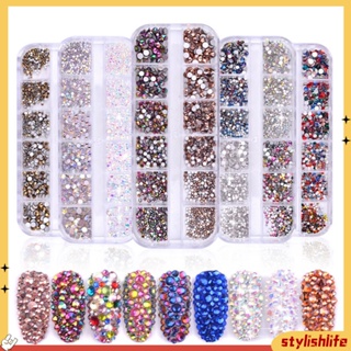 {stylishlife} 1440Pcs Nail Tips Rhinestone Faux Diamond 3D Manicure DIY Decoration