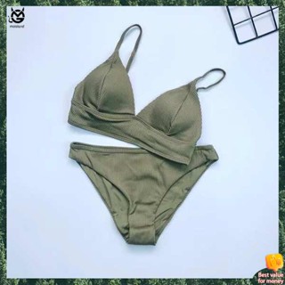 ชุดว่ายน้ําผู้หญิง ชุดว่ายน้ําสาวอวบ Amber Original Single Sexy Triangle Bikini Hot Swimsuit Sexy Hot Girl Beach Swimsuit with Breast Pad