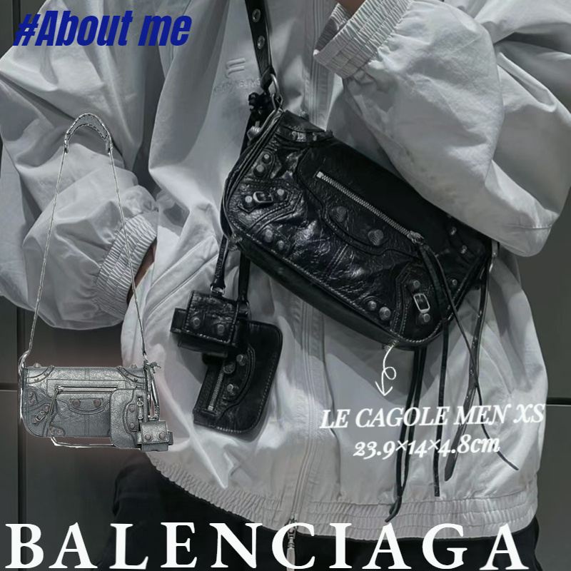 บาเลนซิเอก้าแท้ Balenciaga LE CAGOLE MEN XS Flip กระเป๋า Messenger Bag Unisex
