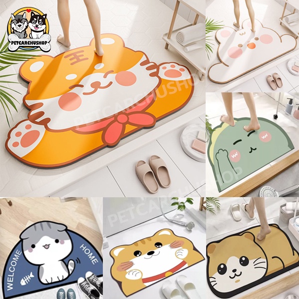 พรมเช็ดเท้า ด้านล่างเป็นยางกันลื่น พรมเช็ดเท้าห้องน้ำ พรมกันลื่น นิ่ม ดูดซับน้ำได้ดี แห้งเร็ว กันลื่น สะดวกสบาย