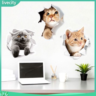 {livecity} สติกเกอร์ติดผนังลายแมวน่ารักสำหรับตกแต่งบ้าน