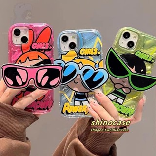 เคสโทรศัพท์มือถือ ลายแว่นตากันแดด The Powerpuff Girls พร้อมขาตั้ง สําหรับ iPhone14 13 12 11 Pro Max