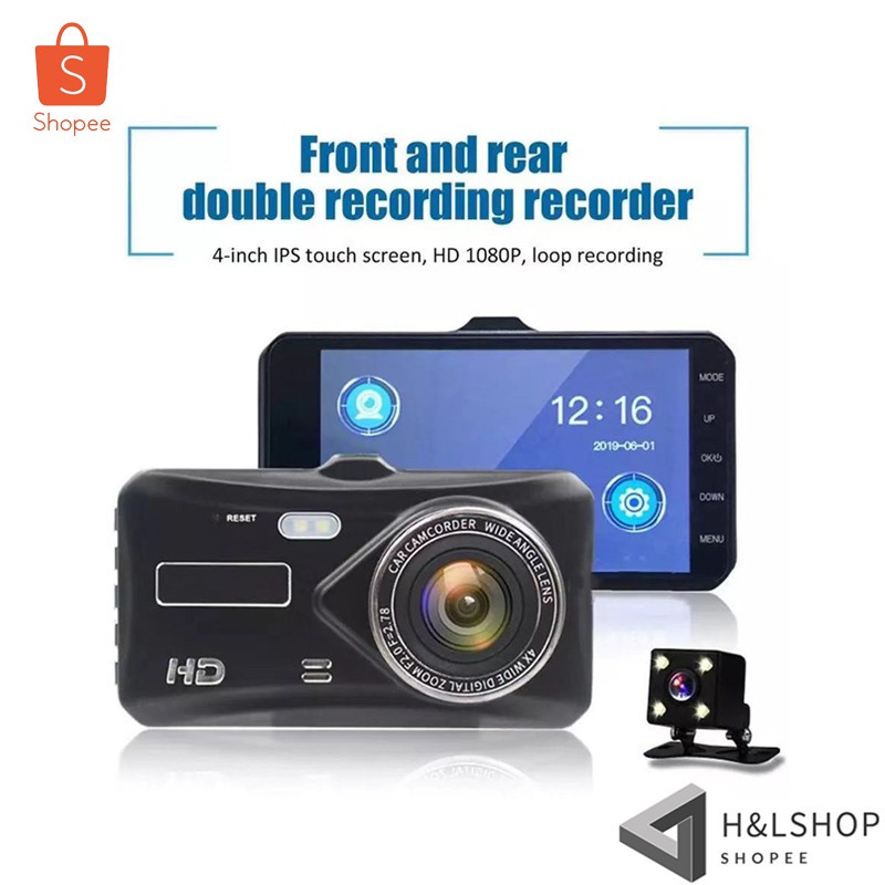 ส่งไว🚚 ⚡A6T กล้องติดรถ 4.0นิ้ว หน้าจอ IPS เลนส์คู่ Full HD 1080 จุด Night Vision กล้องมองหลัง รุ่นA6