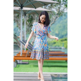 Chic No.9 : ชุดเดรส Dress - Boho Warp Ocean 👋ปัดซ้ายที่รูปเพื่อดูขนาดสินค้า