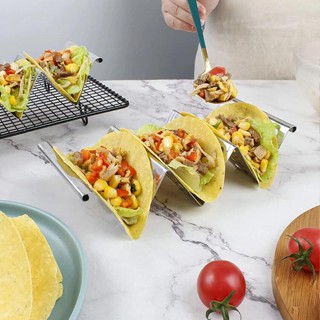 ผู้ถือ Taco สแตนเลสพรีเมี่ยมยืน Taco ถือ2หรือ3ทาโก้แต่ละถาด Taco ชั้นวางอาหารเม็กซิกันยืนยากถือ