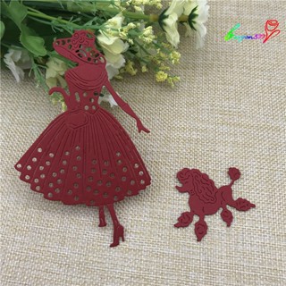 【AG】1 Set Lady Dog Cutting Dies DIY Scrapbook Emboss Cards Album Art Stencil Mold