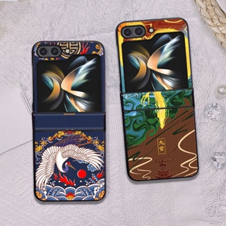 เคสโทรศัพท์มือถือหนัง ลาย Guochao koi สร้างสรรค์ สําหรับ Samsung zflip5 ZFlip4 zflip3