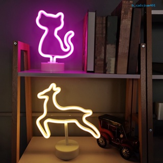 Calcium LED Neon Light Creative Shape USB/ Operated Non-glaring Animal Themed Cat Deer Neon