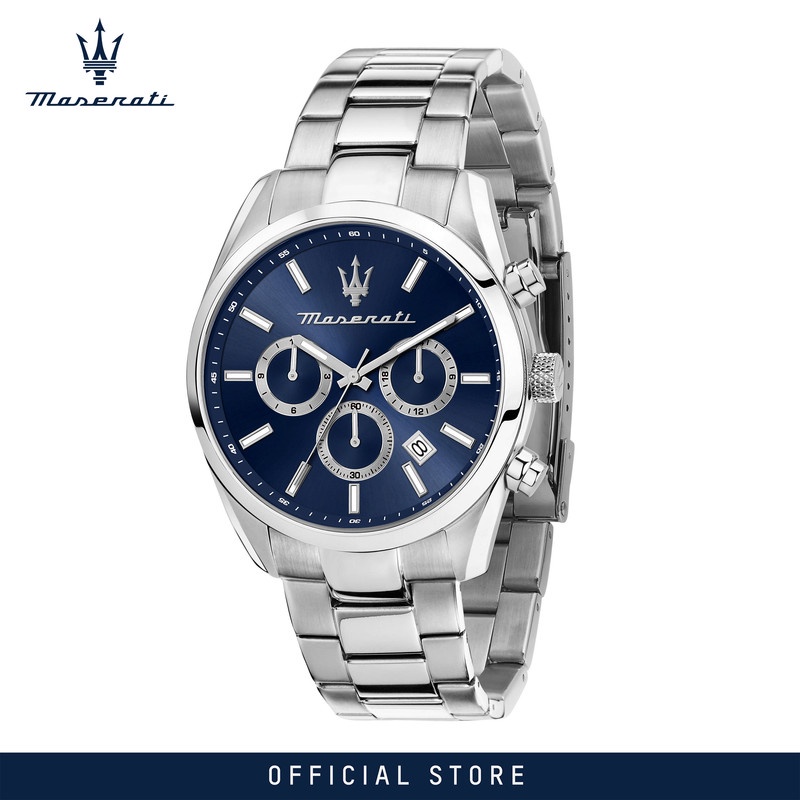 【2 Years Warranty】 Maserati Attrazione 43mm Men's Quartz นาฬิกาข้อมือ R8853151005 With Luminous Dial Hands