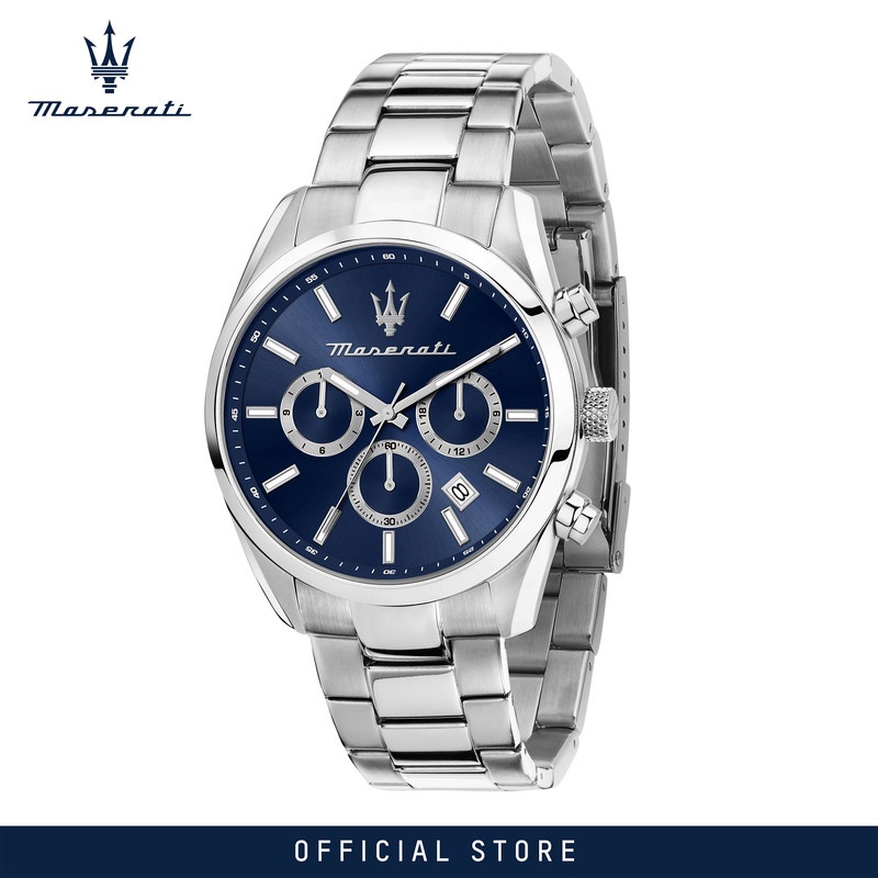 【2 Years Warranty】 Maserati Attrazione 43mm Men's Quartz นาฬิกาข้อมือ R8853151005 With Luminous Dial