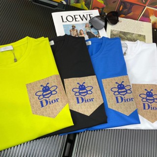 Dior ใหม่ เสื้อยืดคอกลม แขนสั้น พิมพ์ลายตัวอักษร สไตล์คลาสสิก แฟชั่นฤดูใบไม้ผลิ และฤดูร้อน สําหรับผู้ชาย และผู้หญิง 2023