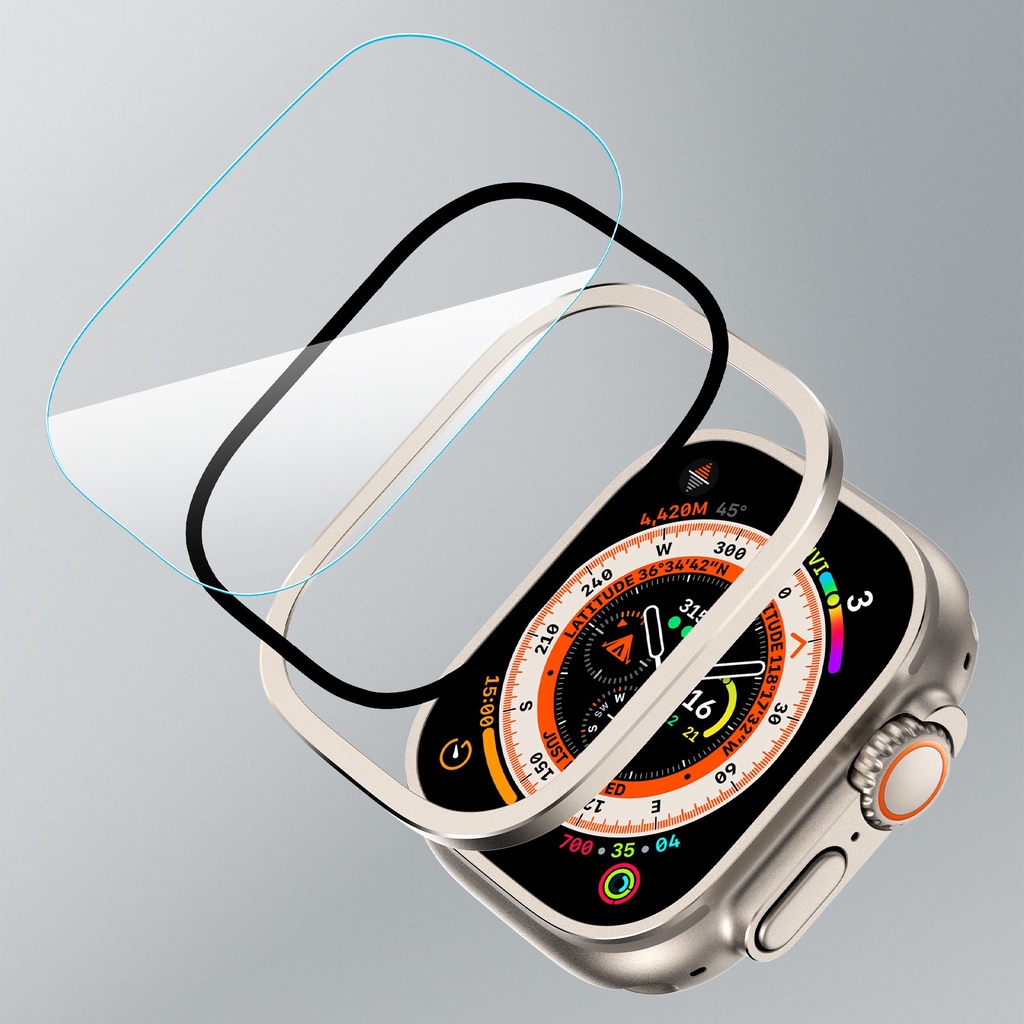 ☏✣Tempered Glass For Apple Watch Ultra 49mm Screen Protector Anti-Scratch HD Full Film Metal Bumper 