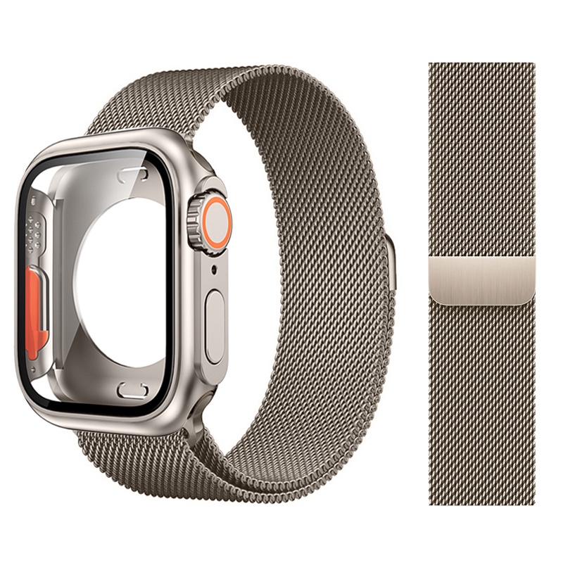 ✟case+strap Milanese Loop For Apple watch Band 44mm 40mm 45mm 41mm bracelet iWatch Series 4 5 6 SE 7 8 change to Ultra 4