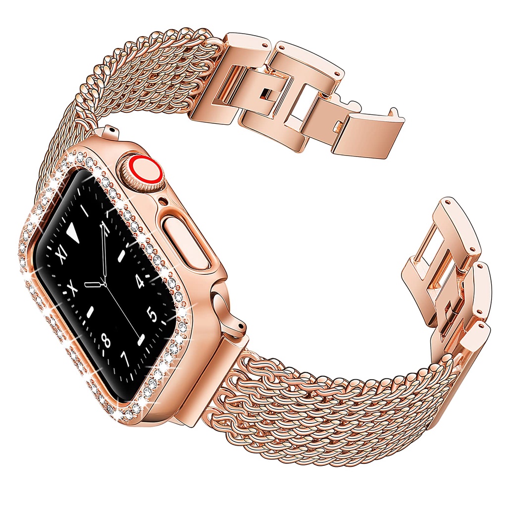 ☎✥Case+Dress bracelet for Apple watch band 40mm 41mm 38mm 45mm 44mm 42mm 38mm Metal belt Watchband iWatch Serie 3 4 5 6