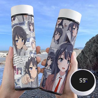 Sakurajima Mai Azusagawa Sakuta Sakurajima Mai Senior กระติกน้ําร้อนอัจฉริยะ สเตนเลส ขนาดเล็ก จุน้ําได้เยอะ แบบพกพา น้ําหนักเบา แสดงอุณหภูมิ ขวดน้ํา