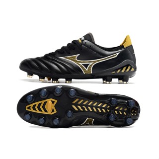 Mizuno MORELIA NEO III รองเท้าฟุตบอลหนังจิงโจ้ สีดํา ทอง Eur39-45