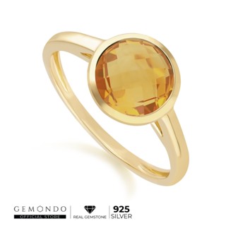 Gemondo แหวนเงินแท้ 925 Sterling Silver ประดับซิทริน (Citrine) : แหวนเงินประดับพลอย แหวนพลอยแท้