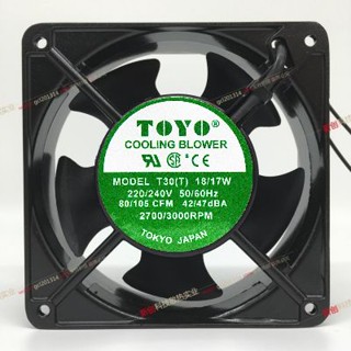 ใหม่ TOYO T30 (T) พัดลมระบายความร้อน กรอบอลูมิเนียม 18 17W 220 240V 12 ซม.