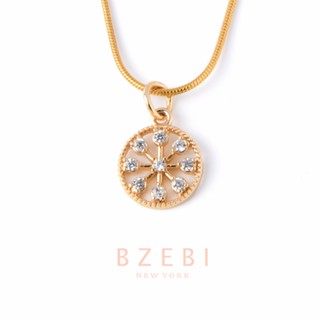 BZEBI สร้อยคอ ทอง เครื่องประดับ จี้ ผู้หญิง สแตนเลส ทองชุบ 18k มีหลายแบบ ใส่อาบน้ำได้ ไม่ลอกไม่ดำไม่แพ้ สําหรับผู้หญิง 496n