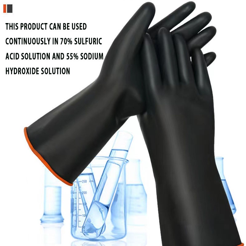 พร้อมจัดส่ง ถุงมือยางสีดำยาว กันสารเคมีรุนแรง PEAR 45cm 35cm ถุงมือยางอย่างหนา เหนียวและทนทาน