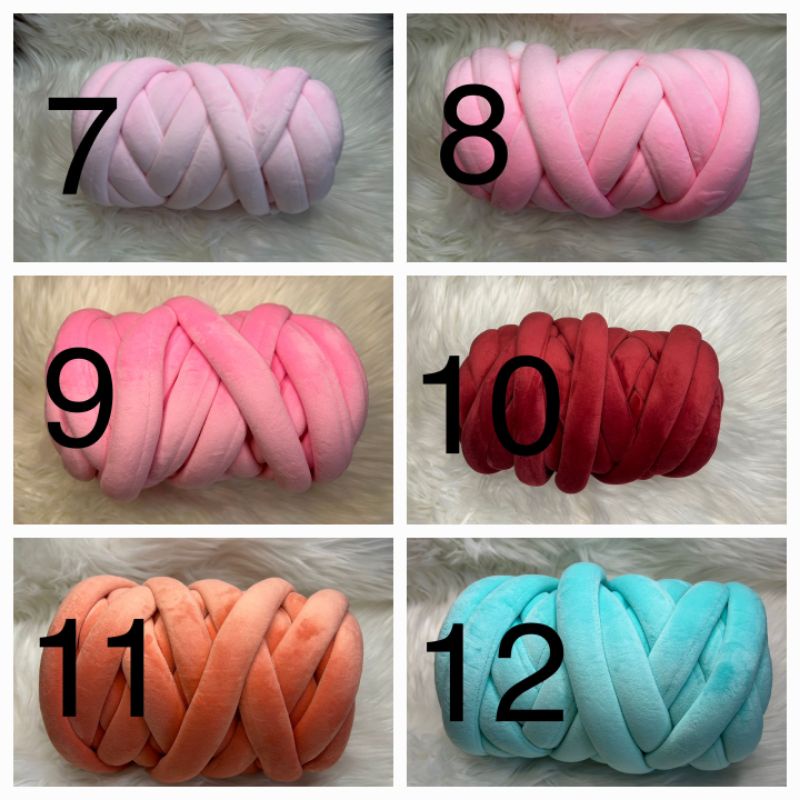 ไหมพรมกำมะหยี่ยักษ์  500กรัมเส้นอ้วนอวบสวยปุย#ใช้มือถัก ขนาดเส้น3. 0ซม