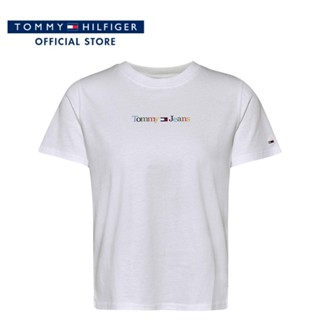 Tommy Hilfiger เสื้อยืดแขนสั้นผู้หญิง รุ่น DW0DW15447 YBR - สีขาว