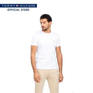 TOMMY HILFIGER เสื้อยืดชาย รุ่น MW0MW10839 YBR สีขาว