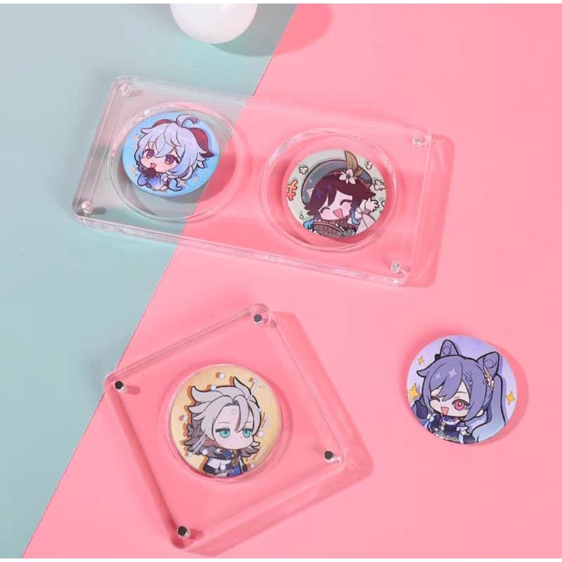 (พร้อมส่ง) ที่ใส่เข็มกลัดอะคริลิค/กรอบใส่เข็มกลัดอะคริลิค (ขนาด 58/65/75 mm.)