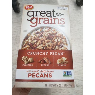 Post Great Grains Chunchy Pecan  แผ่นข้าวสาลีอบกรอบ ผสมพีแคนนัท 453 กรัม