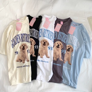 S004 เสื้อยืด oversize ผ้าคอตตอน สไตล์ minimal สกรีน GOLDEN RETRIEVER 1993