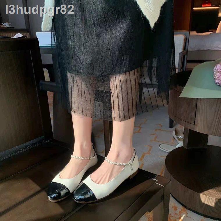 ☍❦❍Chanel Spring Summer New Style Ladies Single Shoes หนังแท้ปากตื้นสบาย Chain Ballet