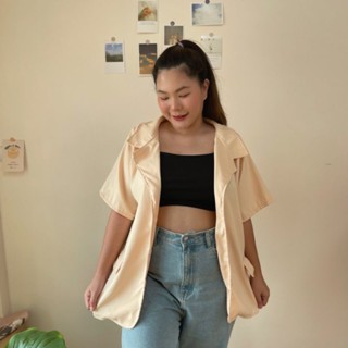 Plus size เสื้อBlazer แขนสั้น ใส่เป็นคลุมได้ หรือติดกระดุมได้ ทรงoversize