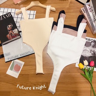FK🌷พร้อมส่ง🌷 สายเดี่ยวเส้นใหญ่ ทรงบอดี้สูท ผ้าร่องยืด