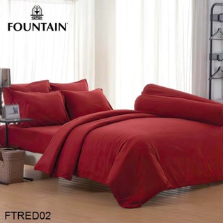 Fountain (ครบเซ็ต) ผ้าปูที่นอน+ผ้านวม 3.5ฟุต 5ฟุต 6ฟุต สีแดง RED FTRED02 #ฟาวเท่น เครื่องนอน ชุดผ้าปู ชุดผ้าปูเตียง