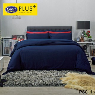 Satin Plus ผ้าปูที่นอน (ไม่รวมผ้านวม) 3.5ฟุต 5ฟุต 6ฟุต สีน้ำเงินกรมท่า NAVY BLUE PS011 #ซาตินพลัส เครื่องนอน ชุดผ้าปู