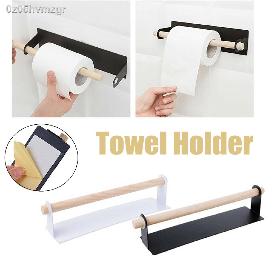 Self-adhesive Bathroom Toilet Paper Shelf Wall Hanging Towel Holder Metal