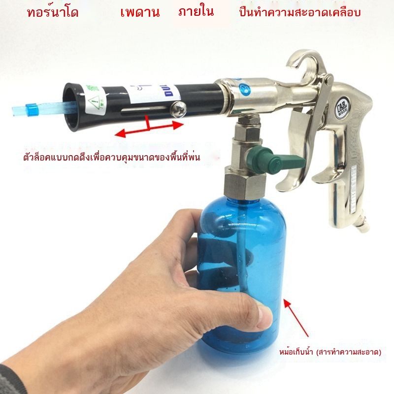 ♘﹉ ปืนทำความสะอาดบุหลังคารถทอร์นาโด ปืนฉีดภายในเบาะนั่ง แผงประตู เคลือบผ้ากำมะหยี่ ปืนทำความสะอาดบุหลังคา