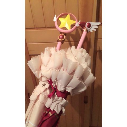 ◙⊕[Full] Cardcaptor Sakura ซากุระ Magic Array Umbrella Bird Head Star Magic Wand Umbrella Lo Ocean Umbrella Rain Parasol