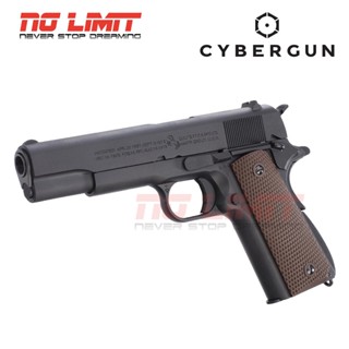 บีบี กันอัดแก๊ส Cybergun Colt M1911A1 แถมฟรีอุปกรณ์พร้อมเล่น ฟูลมาร์คกิ้งโลโก้เต็ม ลายร่องลึก สมของจริง งาน License