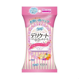 SOFY unicharm Japan delicate wet เนื้อเยื่อเปียก 6 ชิ้น*4 ชิ้น b4959